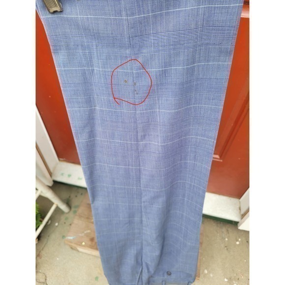 Zanella For Nordstrom's Blue Devon Glen Plaid, Men's Wool Dress‎ Pant - Picture 9 of 13